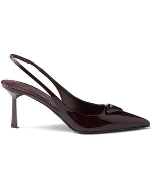 Prada 75Mm Pointed Toe Slingback Pumps - Brown