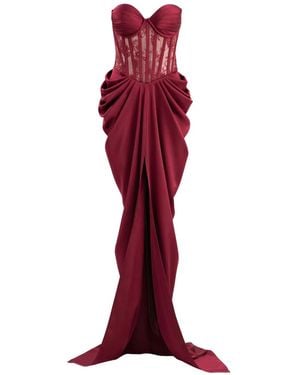 Ana Radu Lace-Detailed Corset-Style Maxi Dress - Red