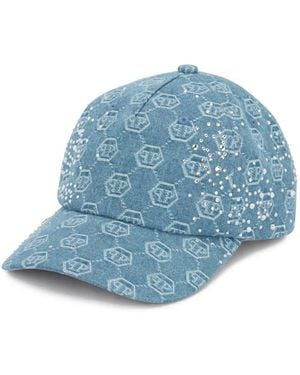 Philipp Plein Casquette À Ornements Strassés - Blue