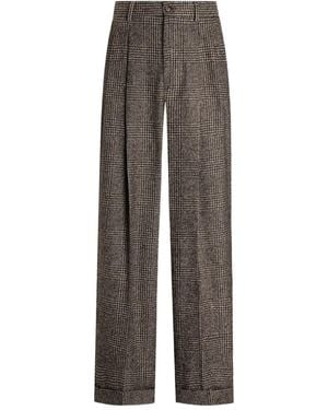 Dolce & Gabbana Wide-Leg Plaid Pants - Gray