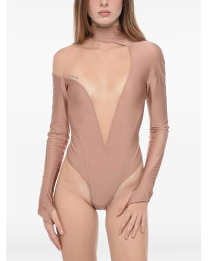 Mugler Mesh-Insert Bodysuit - Pink