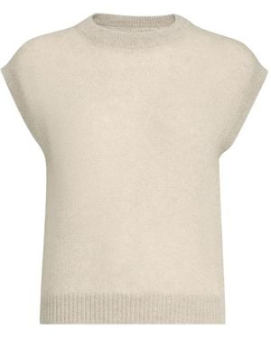 Brunello Cucinelli Sparkling Mohair And Wool Knit T-Shirt With Monili - White