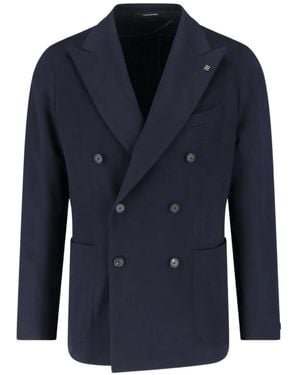 Tagliatore X Sugar Double-Breasted Cashmere Blazer - Blue