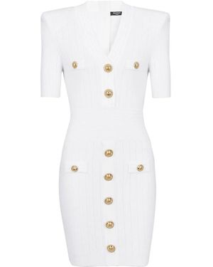 Balmain Abito a maglia con bottoni - Bianco