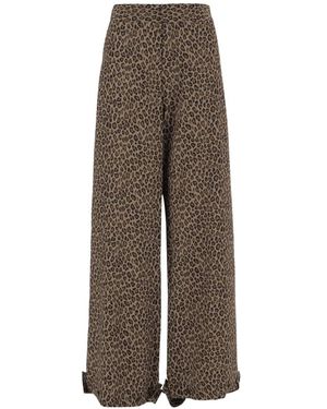 Sa Su Phi Animal-Print Palazzo Pants - Brown