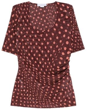 Stella McCartney Top Met Stippen En Ruches - Rood