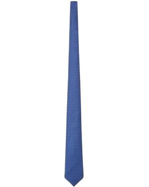 Kiton Geometric-Print Silk Tie - Blue