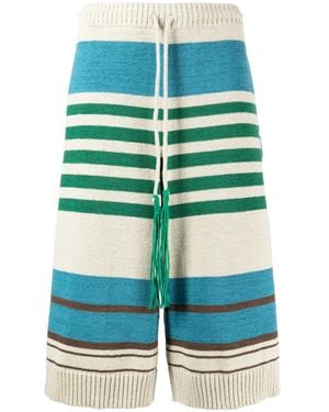 Craig Green Gestreepte Ribgebreide Shorts - Groen