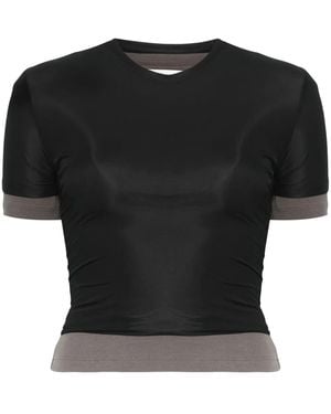 Christopher Esber Sheer Overlay Loophole Ribbed Baby Tee - Black