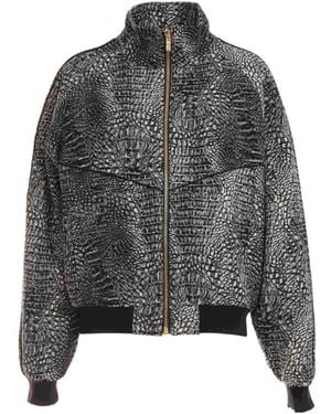 Just Cavalli Crocodile-Effect Zip-Up Jacket - Grey