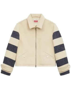 KENZO Striped-Sleeve Jacket - Natural
