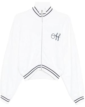 Off-White c/o Virgil Abloh Logo-Embroidered Striped Bomber Jacket - White