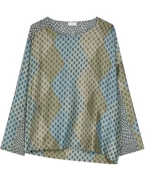 Dries Van Noten Geometric-Print Silk Top - Green