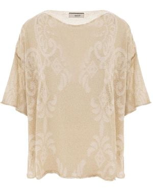 Akep Patterned Knitted T-Shirt - Natural