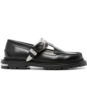 Toga Virilis Buckle-Fastening Leather Loafers - Black