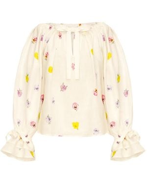 Sleeper Cha-Cha Floral-Print Blouse - White