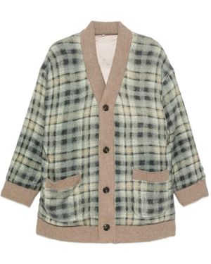 R13 Cardigan Imbottito A Quadri - Grigio