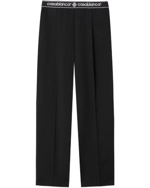 CASABLANCA Dress Pants With Logo On The Waistband - Black
