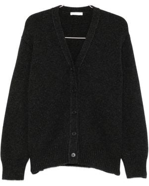 The Row Pranavi Ribbed-Knit V-Neck Cardigan - Black
