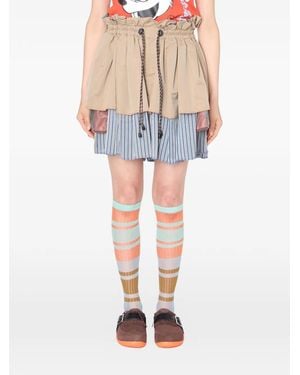 Kolor Striped-Detail Shorts - Natural