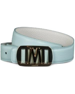 Moorer Hepsie Reversible Rectangular-Buckle Leather Belt - Green