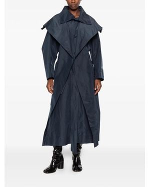 Issey Miyake Correlation Layered-Collar Trench Coat - Blue