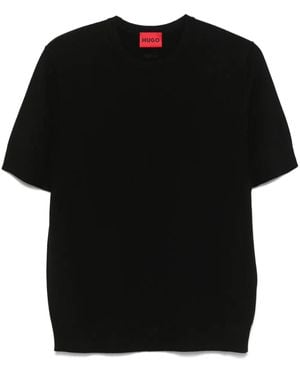 HUGO ファインニット Tシャツ - ブラック