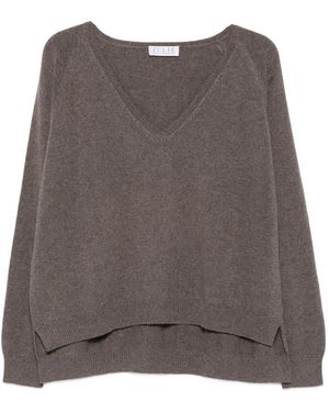 La Julie Cashmere Jersey Con Cuello En V Y Manga Raglán - Marrón