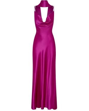 Nicholas Cowl-Neck Maxi Dress - Purple