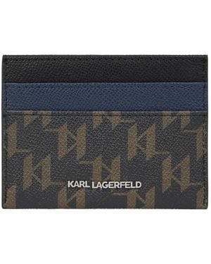 Karl Lagerfeld Monogram-Print Cardholder - Grey