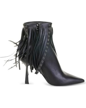 Chantal 90Mm Fringed-Detail Leather Ankle Boots - Black