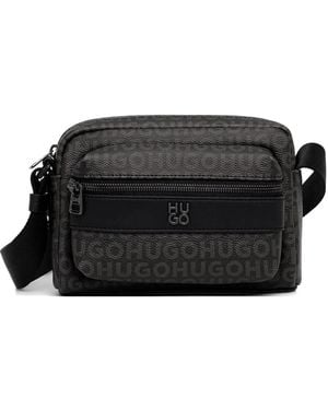 HUGO Logo-monogram zip-fastening shoulder bag - Negro