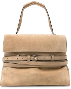 Moschino Belted Suede Tote Bag - Natural