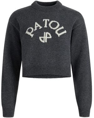 Patou Logo-Intarsia Wool Sweater - Black