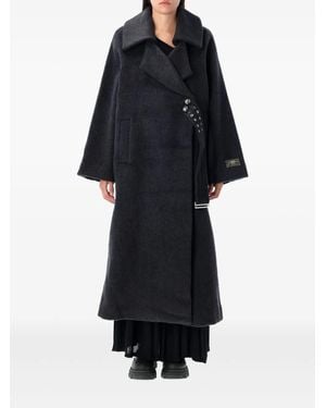 Ganni Double-Face Wool Lace-Up Coat - Black
