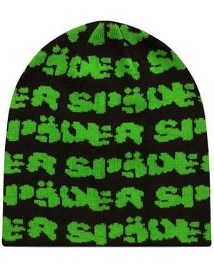Sp5der Fuzzy Logo Skully Beanie - Grün