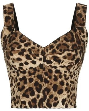 Dolce & Gabbana Leopard Print Bustier - Brown