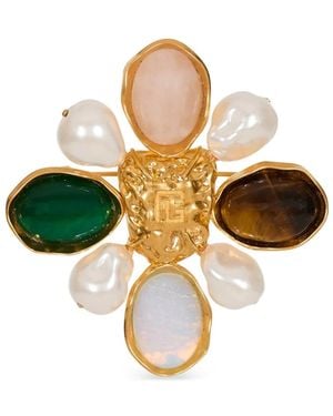 Balmain Baroque Geometric Shape Brooch - White