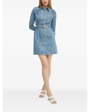 Morgan Ricoli Belted Shirt Mini Dress - Blue