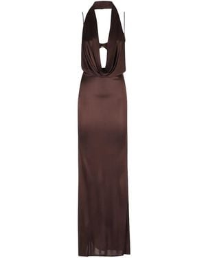 Elisabetta Franchi Halter Cowl Neck Dress - Purple