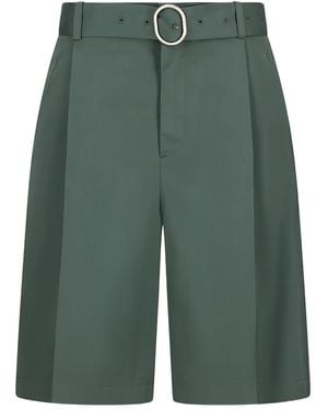 Jil Sander ベルテッド ショートパンツ - グリーン