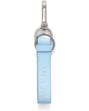Marni Logo-Embroidered Leather Keyring - Blue