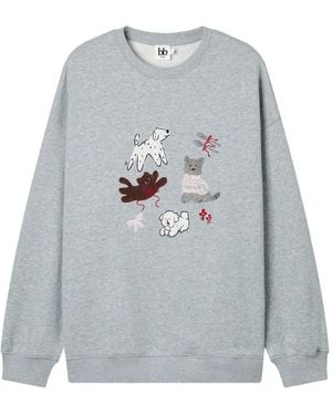 B+ AB Embroidered Sweatshirt - Grey