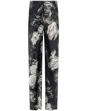Roberto Cavalli Pantalones Palazzo Con Estampado Floral - Negro