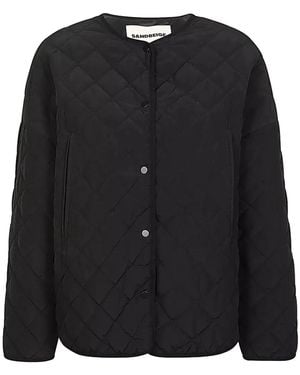 Sandbeige Quilted crew-neck jacket - Negro