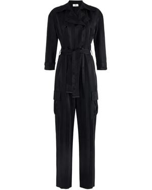 Elisabetta Franchi Jacquard Striped Belted Jumpsuit - Blue