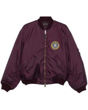 Balenciaga Logo-Patch Bomber Jacket - Purple