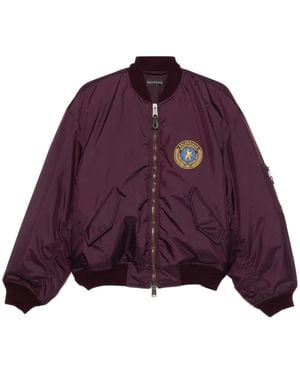 Balenciaga Logo-Patch Bomber Jacket - Purple