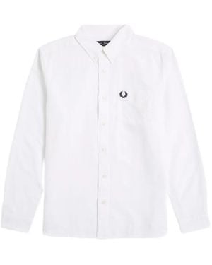 Fred Perry Logo-Embroidered Button-Down Shirt - White