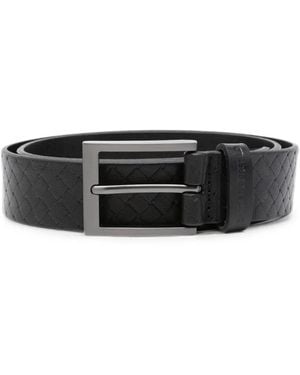 KARL LAGERFELD Woven-Effect Buckle Belt - Black